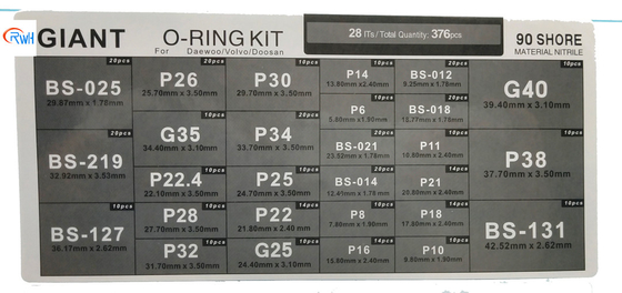 Reuzeklier NBR O Ring Box Black For Excavator Daewoo Doosan